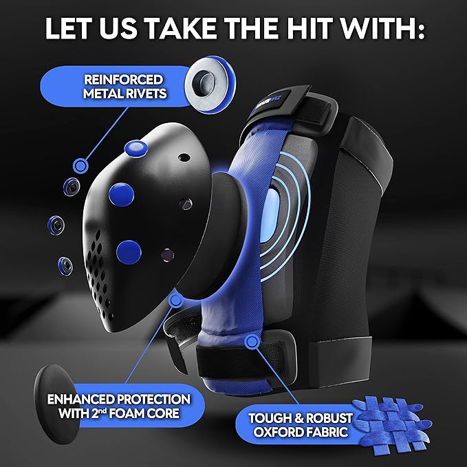 SKATEWIZ Skateboard Pads Protective Gear Set for Kids and Adults - Smash - Roller Skate Pads [6pc] with Wrist Guards - Skating Protective Gear - Roller Derby