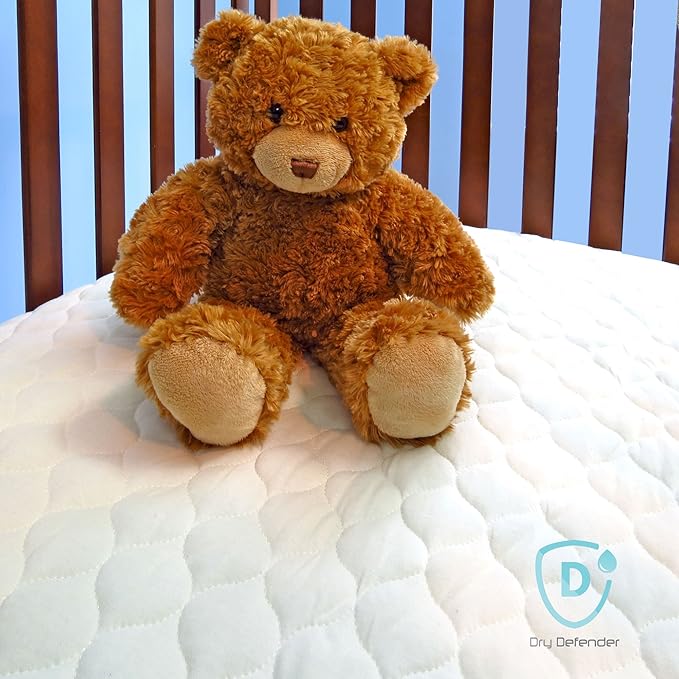Organic Cotton Waterproof Fitted Crib Pad - Natural Baby Crib Mattress Cover & Protector - Unbleached, Non-Toxic & Hypoallergenic (28" x 52" x 7")