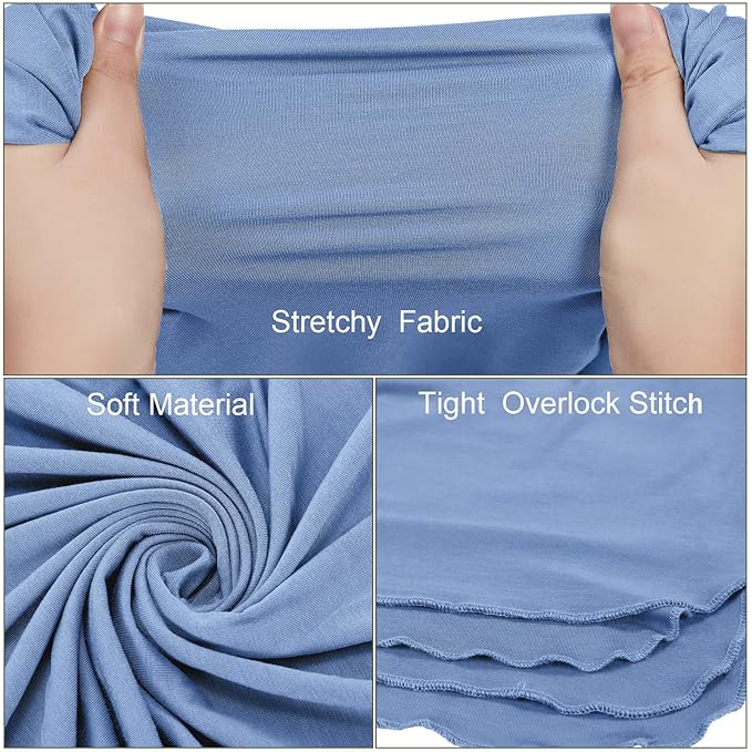 JaGely 2 Pcs Stretchy Baby Swaddle Blankets Set Extra Soft 47" x 47" Baby Newborn Swaddle Blanket and Hat(Blue, Army Green)