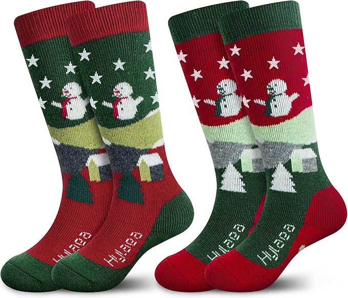 Hylaea Merino Wool Ski Socks Kids, Knee-high Warm Thermal Snowboard Skating Socks for Boys Girls Toddler
