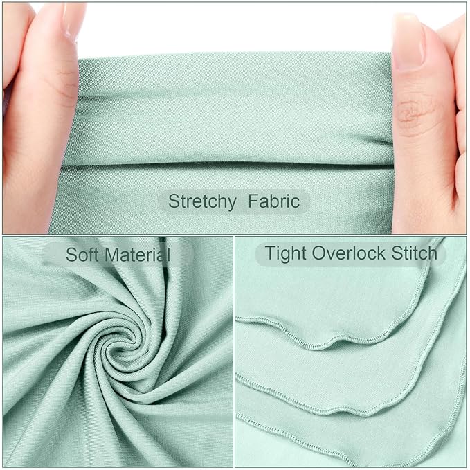 JaGely 2 Pcs Stretchy Baby Swaddle Blankets Set Extra Soft 47" x 47" Baby Newborn Swaddle Blanket and Hat(Green, Apricot)