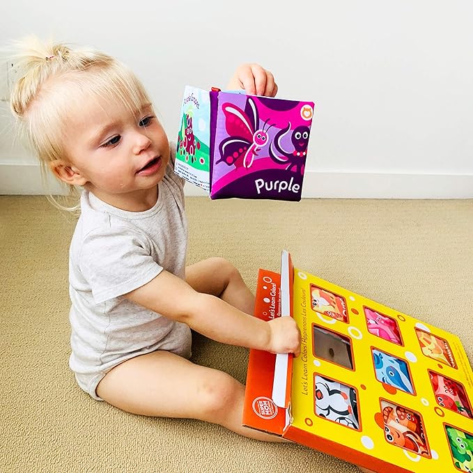 BabyBibi Cloth Books for Babies (Set of 9) - Color Recognition Series. Soft Books for Babies. Touch and Feel Crinkle Paper. Baby Learning Toys/Educational Toys for 3 Months to 4 Years Old