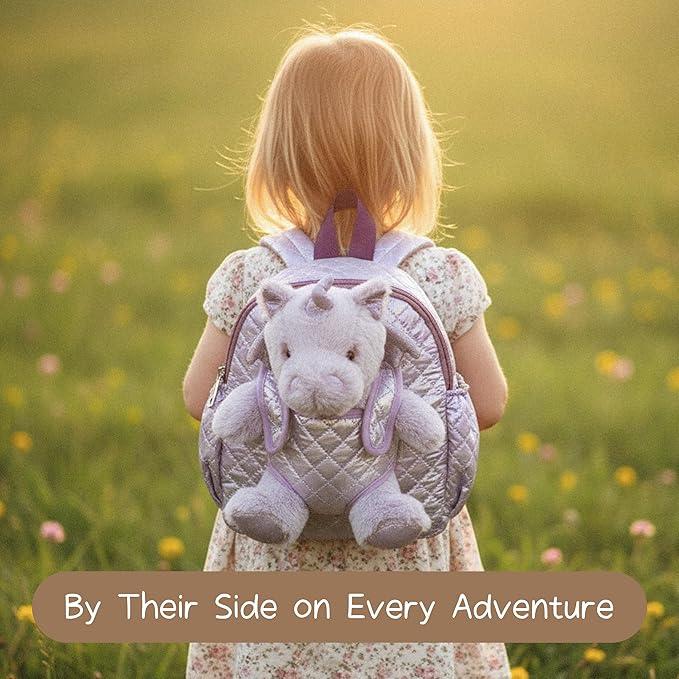 Moonkie Hug & Go Unicorn Toddler Backpack – Soft Plush Bag with Detachable Toy for Girls Aged 2–4 | Perfect for Daycare | Travel & Birthday Gifts for 3-Year-Old Kids