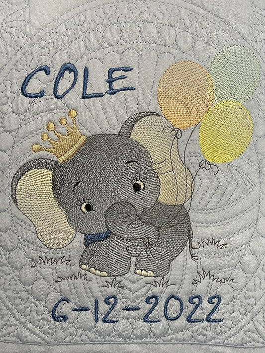 Personalized Baby Blanket Baby Quilt Monogrammed Blankets for Boys and Girls Embroidered Baby Gifts (Elephant 2) (Elephant 2)