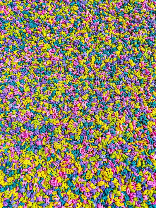 4 Cups of Tropical Rainbow Alphabet Pasta Sensory Filler for Sensory Table