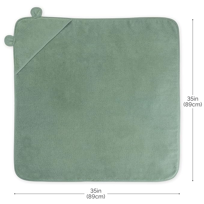Natemia Hooded Baby Bath Towel - 100% Organic Cotton Baby Towels for Newborns, Toddlers, Boys, Girls - Soft Absorbent 450 GSM - Gentle on Sensitive Skin - Baby Shower Registry Gift (35" x 35")