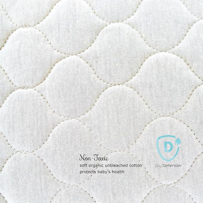 Organic, Waterproof Natural Quilted Fitted Portable/Mini Crib Pad Cover