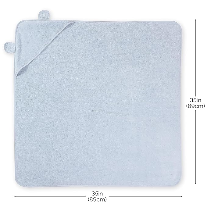 Natemia Hooded Baby Bath Towel - 100% Organic Cotton Baby Towels for Newborns, Toddlers, Boys, Girls - Soft Absorbent 450 GSM - Gentle on Sensitive Skin - Baby Shower Registry Gift (35" x 35")