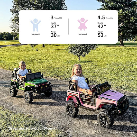 12V Kids Ride on Car Truck, Kids Electric Vehicles Car Ride on Toy for Toddlers 3-5 with Remote Control - White