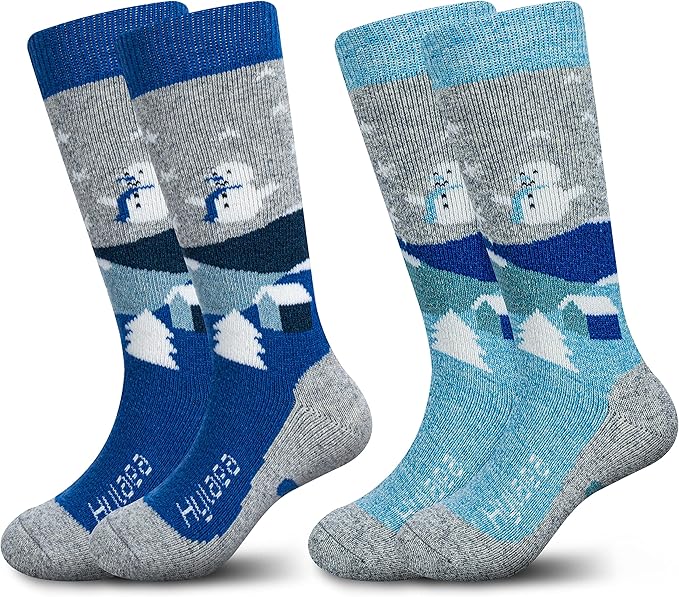 Hylaea Merino Wool Ski Socks Kids, Knee-high Warm Thermal Snowboard Skating Socks for Boys Girls Toddler