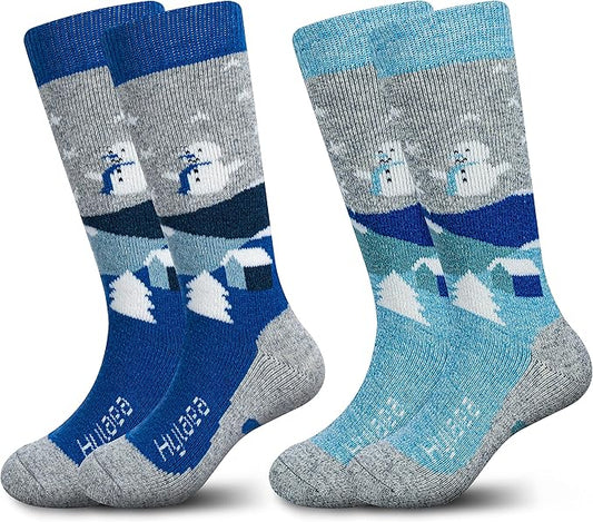 Hylaea Merino Wool Ski Socks Kids, Knee-high Warm Thermal Snowboard Skating Socks for Boys Girls Toddler