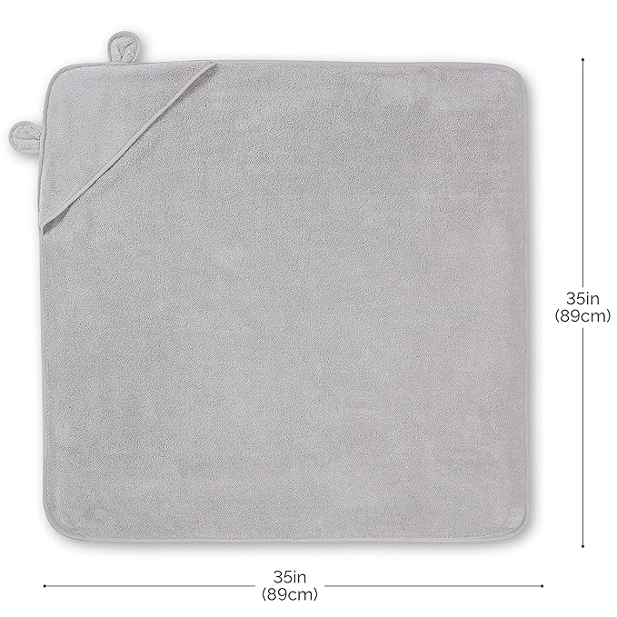 Natemia Hooded Baby Bath Towel - 100% Organic Cotton Baby Towels for Newborns, Toddlers, Boys, Girls - Soft Absorbent 450 GSM - Gentle on Sensitive Skin - Baby Shower Registry Gift (35" x 35")